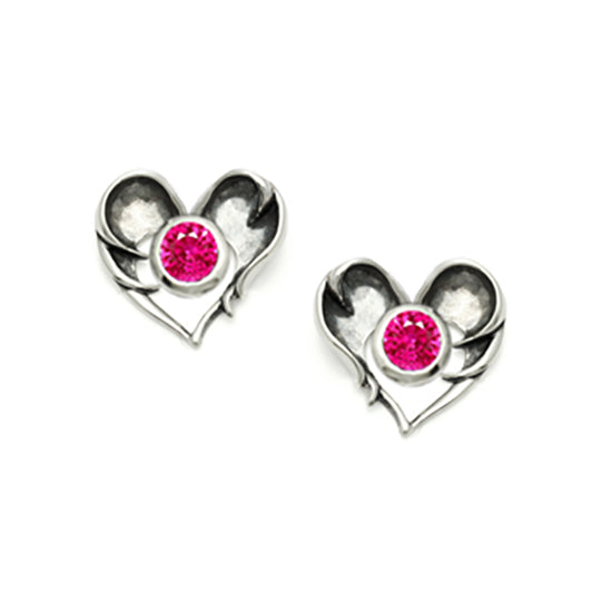Cerise pink sapphire Halo stud Earrings