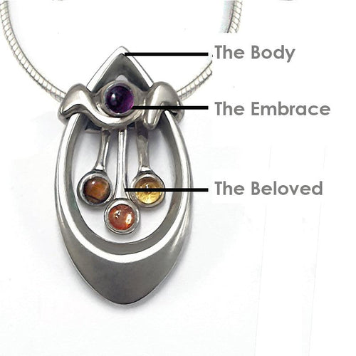 Annika Rutlin birthstone jewellery medium pendant choose your own gemstone combination. pendant in sterling silver