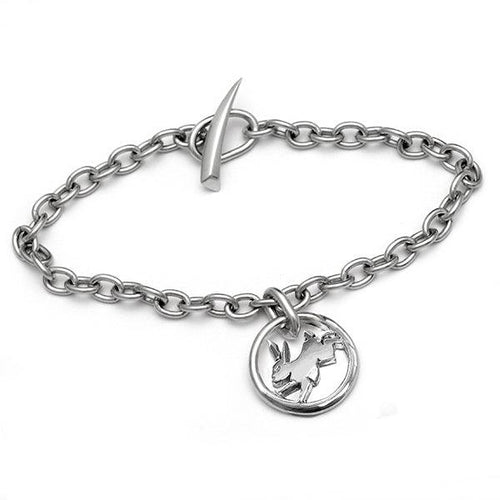 solid sterling silver chain charm bracelet with cute bouncing bunny round rabbit charm by Annika Rutlin