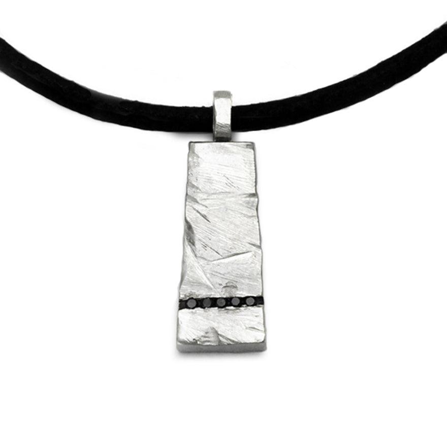 Ixion black diamond silver pendant on leather XP57BD - Annika Rutlin