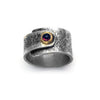 Raven textured cabouchon gemstone set wrap ring RR08 - Annika Rutlin