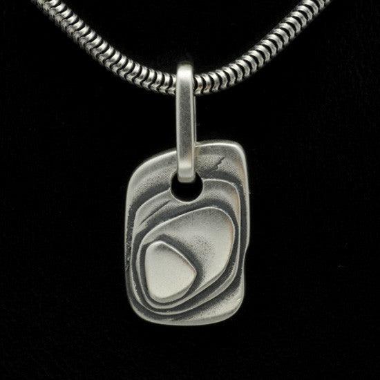 Geo dog tag style layered silver pendant on snake chain GN40S - Annika Rutlin