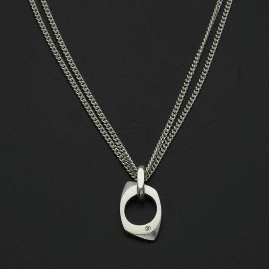 Cirque off square diamond pendant on double curb chain CP33D-cc - Annika Rutlin