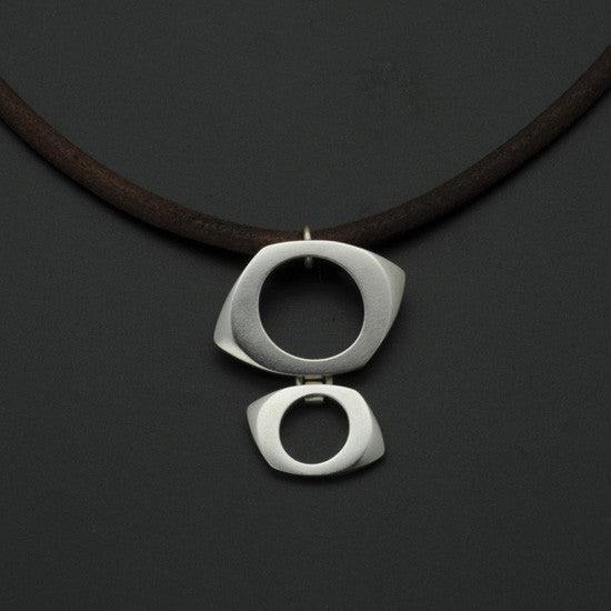 Cirque double drop pendant on leather CP24PL-LE - Annika Rutlin