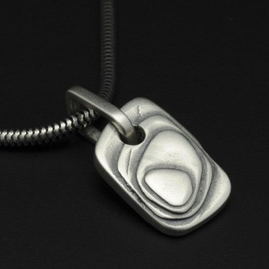 Geo dog tag style layered silver pendant on snake chain GN40S - Annika Rutlin