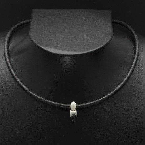 BlackJack silver & black onyx gem pendant on leather BJN42L - Annika Rutlin