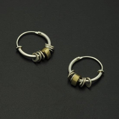 Idun silver & 18 carat yellow gold sleeper earrings IE29GL - Annika Rutlin