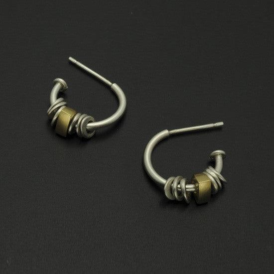 Idun 3/4 hoop silver & 18carat yellow gold hoop earrings IE40GL - Annika Rutlin