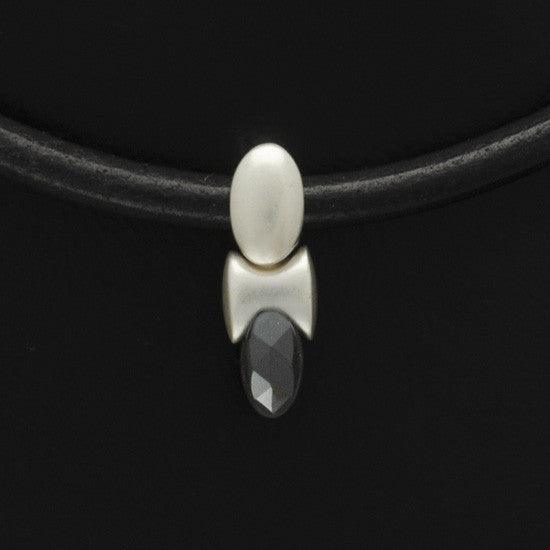 BlackJack silver & black onyx gem pendant on leather BJN42L - Annika Rutlin
