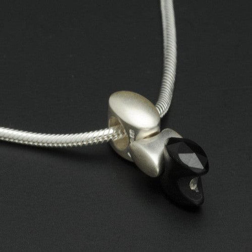 BlackJack silver & black onyx gem pendant on snake chain BJN43S - Annika Rutlin