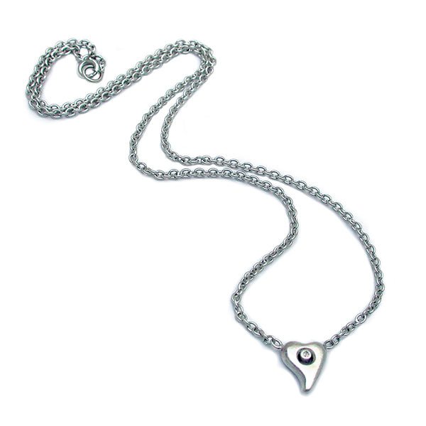 Amitie silver heart and diamond necklace ANH51 - Annika Rutlin