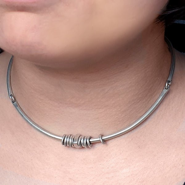 Idun three part silver torc with beads IN70SL - Annika Rutlin