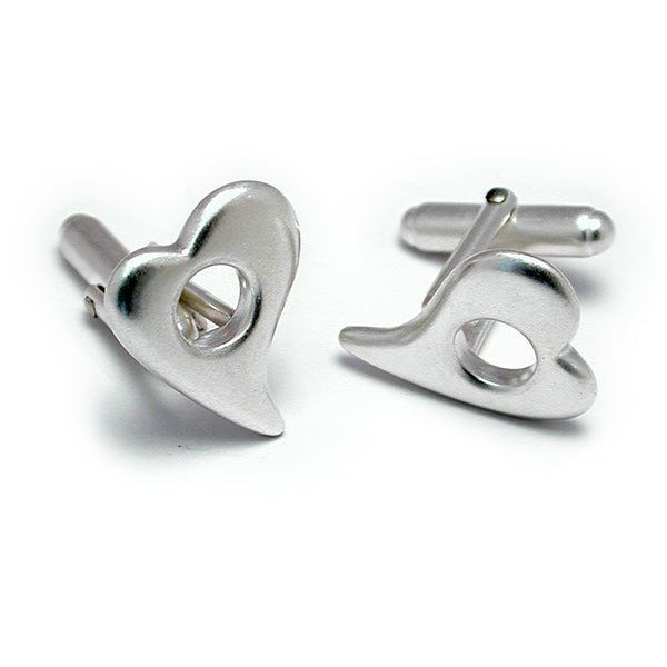 Amitie Solid Silver Heart Cufflinks ACH70