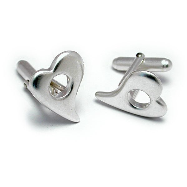 Amitie Solid Silver Heart Cufflinks ACH70 - Annika Rutlin