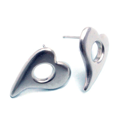 Amitie Silver 20mm Heart Stud Earring AEH25 - Annika Rutlin