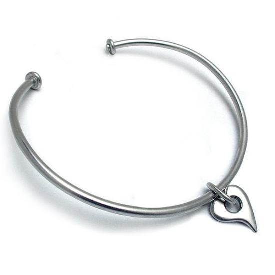 Amitie Collection Heavyweight Heart Torc Necklace in Solid Silver ANH54 - Annika Rutlin