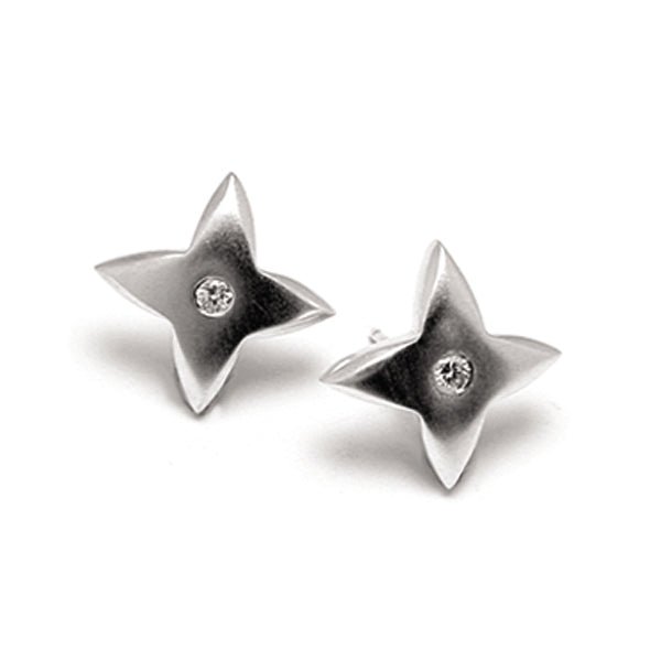 Aniara medium flower star diamond set stud earring SFE25D - Annika Rutlin