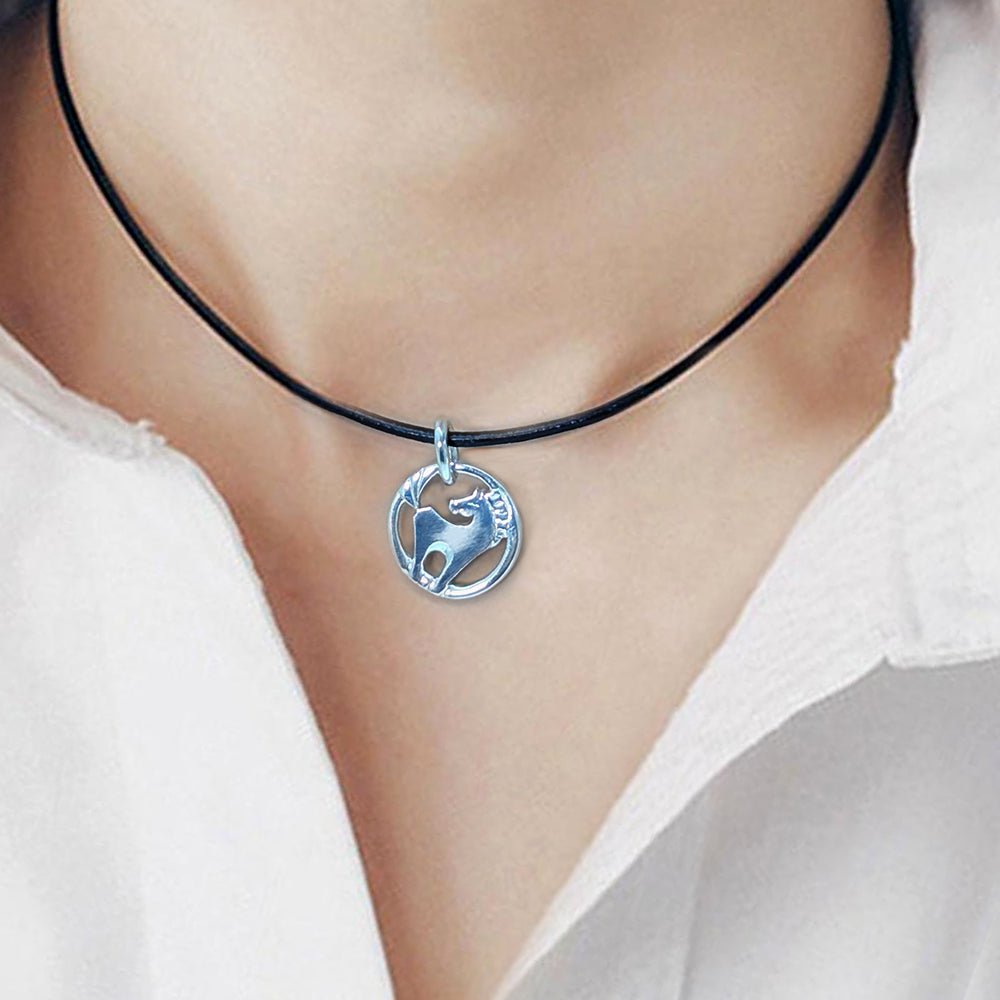 Year of the Horse silver pendant on leather cord YRH - NL1 - Annika Rutlin