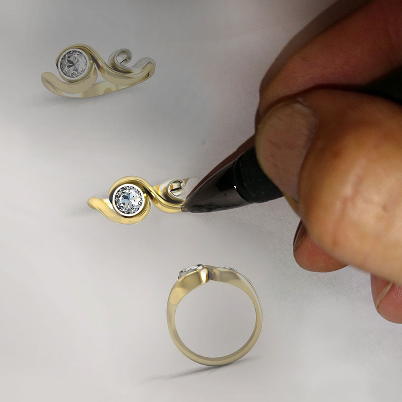 Handmade bespoke jewellery commission service by Annika Rutlin. Recycle, re-use or upcycle gold, silver or old jewellery to create rings, earrings, necklaces, bracelets, cufflinks or any form of jewellery. We create modern jewelery for women and men