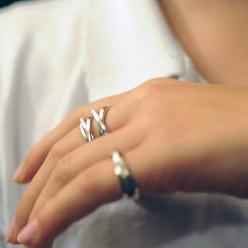 Annika Rutlin square russian wedding ring in solid silver