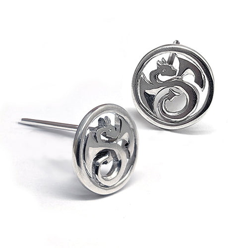 Annika Rutlin circular dragon stud earrings in sterling silver