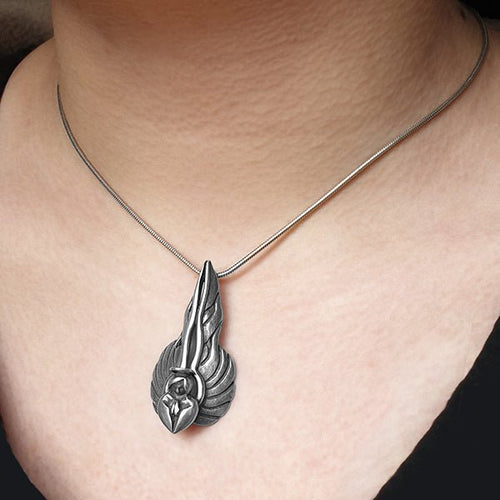 Halo fiery winged angel pendant on snake chain HALO60S - Annika Rutlin