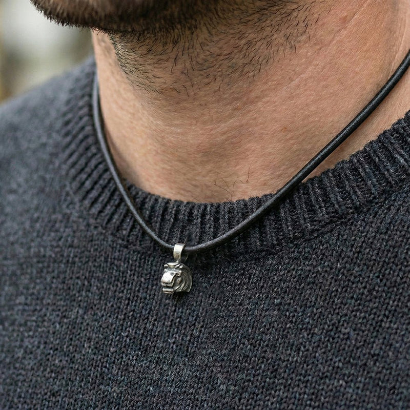 Talisman silver Leo horoscope pendant on leather necklace HpLE - Annika Rutlin