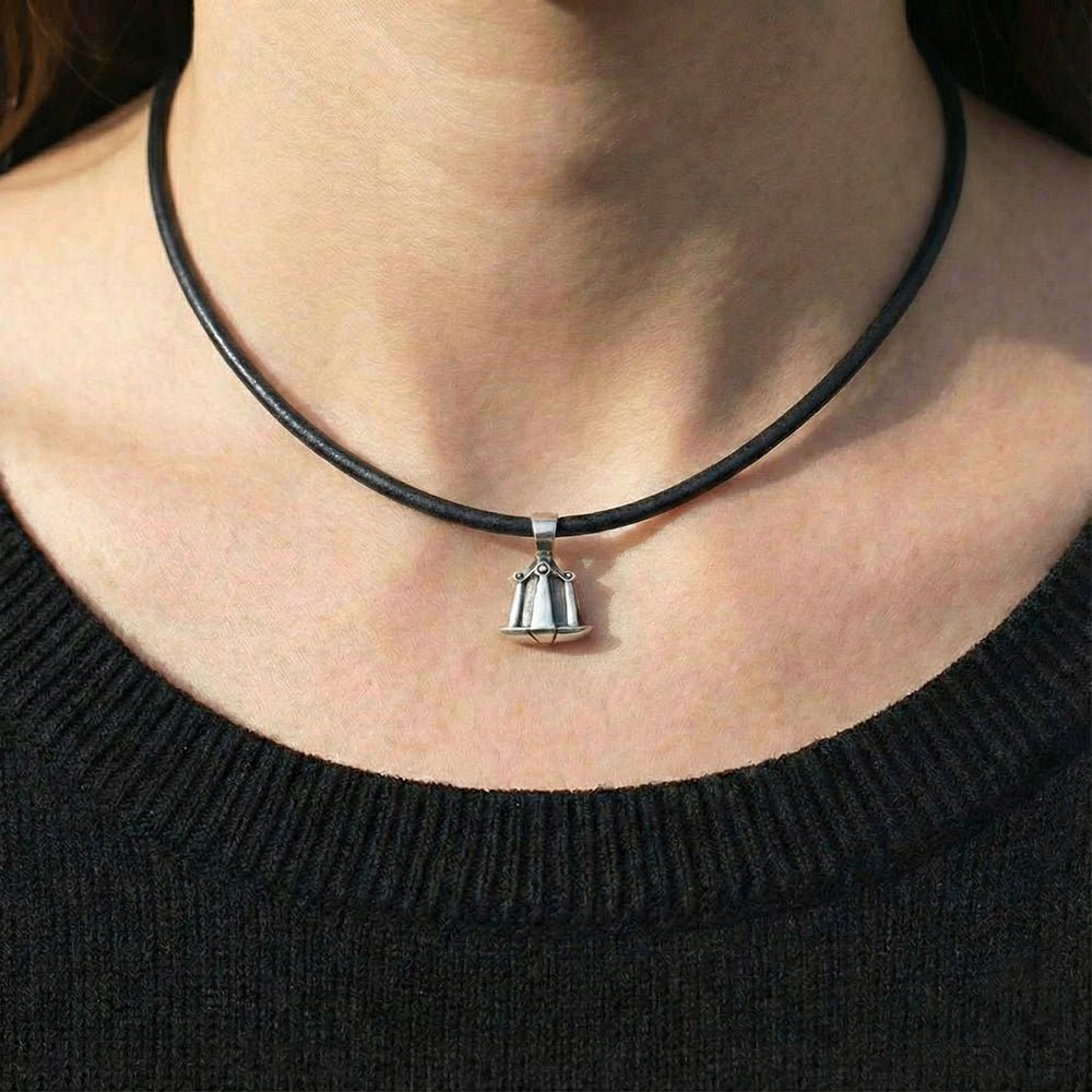 Talisman silver Libra horoscope pendant on leather necklace - Annika Rutlin
