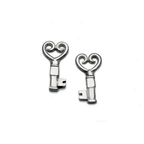 Annika Rutlin heart top 15mm small silver key stud earrings 16th birthday present