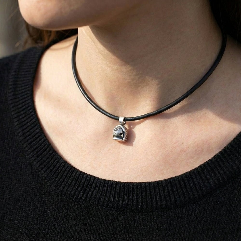 Talisman silver Virgo horoscope pendant on leather necklace - Annika Rutlin