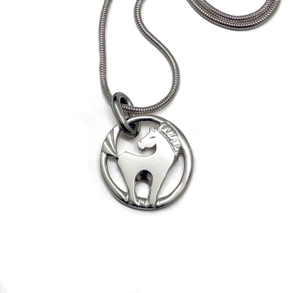 Year of the Horse silver pendant on snake chain YRH - NS2 - Annika Rutlin