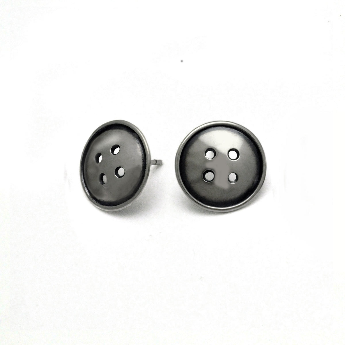 Button 13mm stud BTE20 silver earring