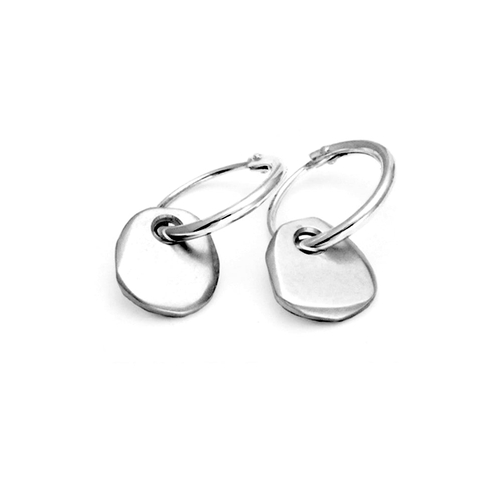 Cairn sleeper hoop earrings with flat pebble drop CAE26 - Annika Rutlin