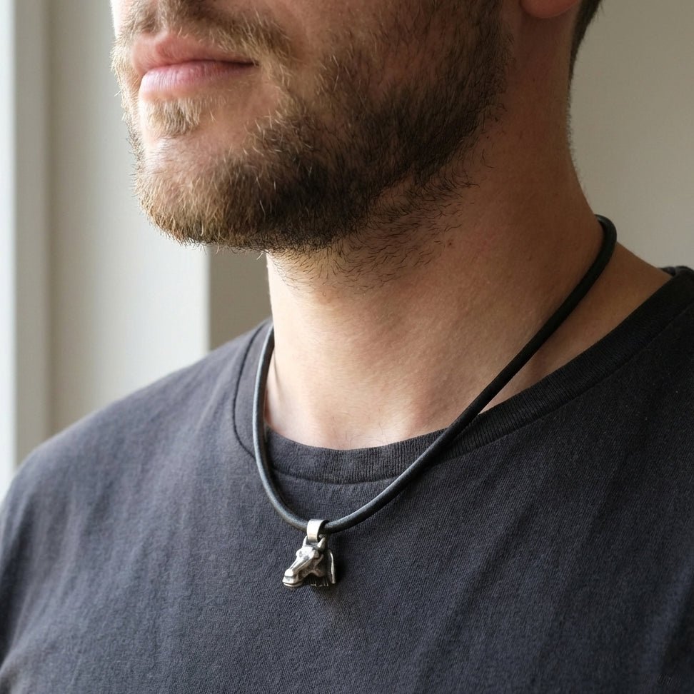 Solid Silver Capricorn Pendant on Leather | The Goat Horoscope Necklace Talisman Collection HpCAP - L - Annika Rutlin