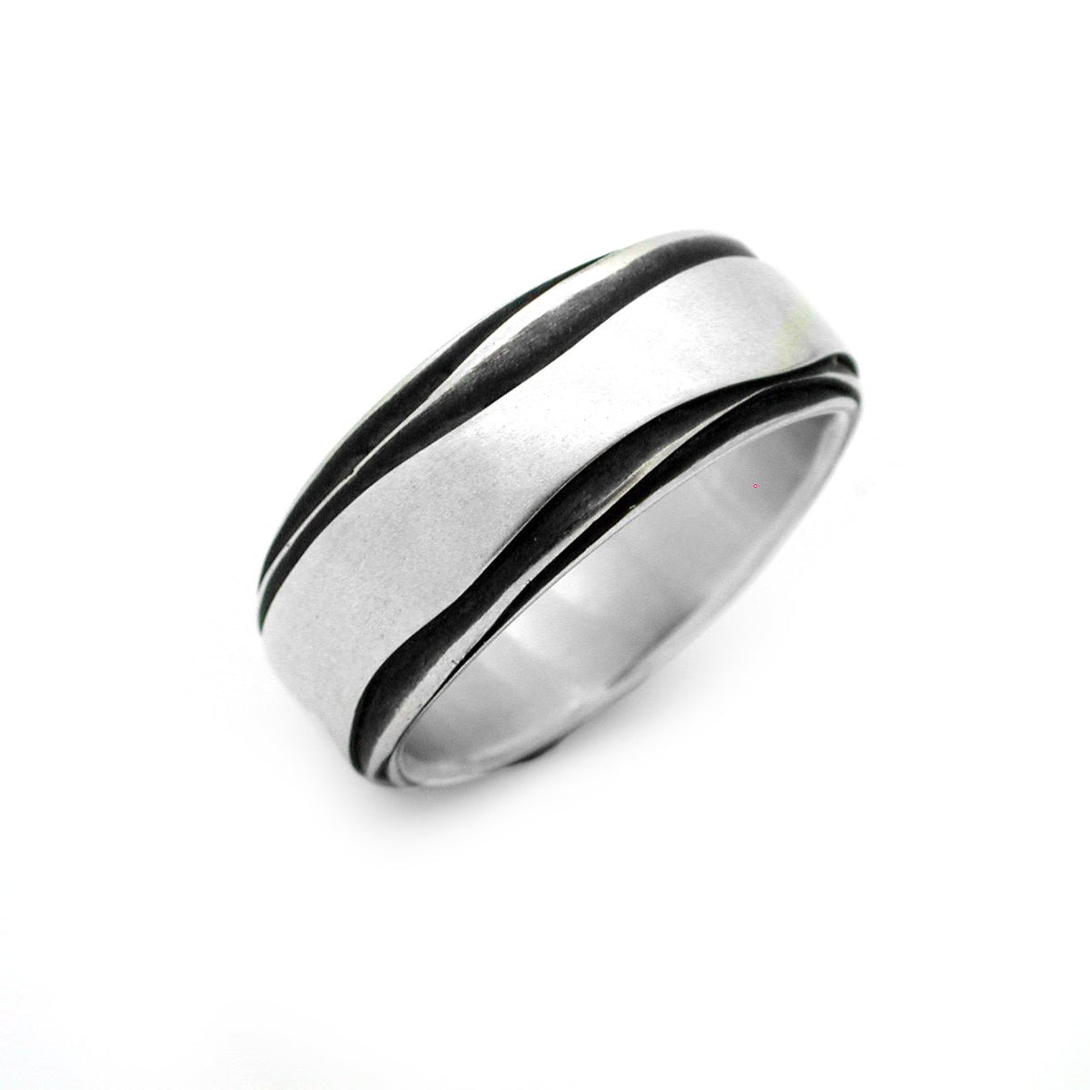 Geo silver layered band ring GR01 - Annika Rutlin