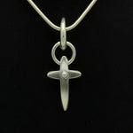 Idun diamond set silver cross pendant on snake chain IN73SD - Annika Rutlin