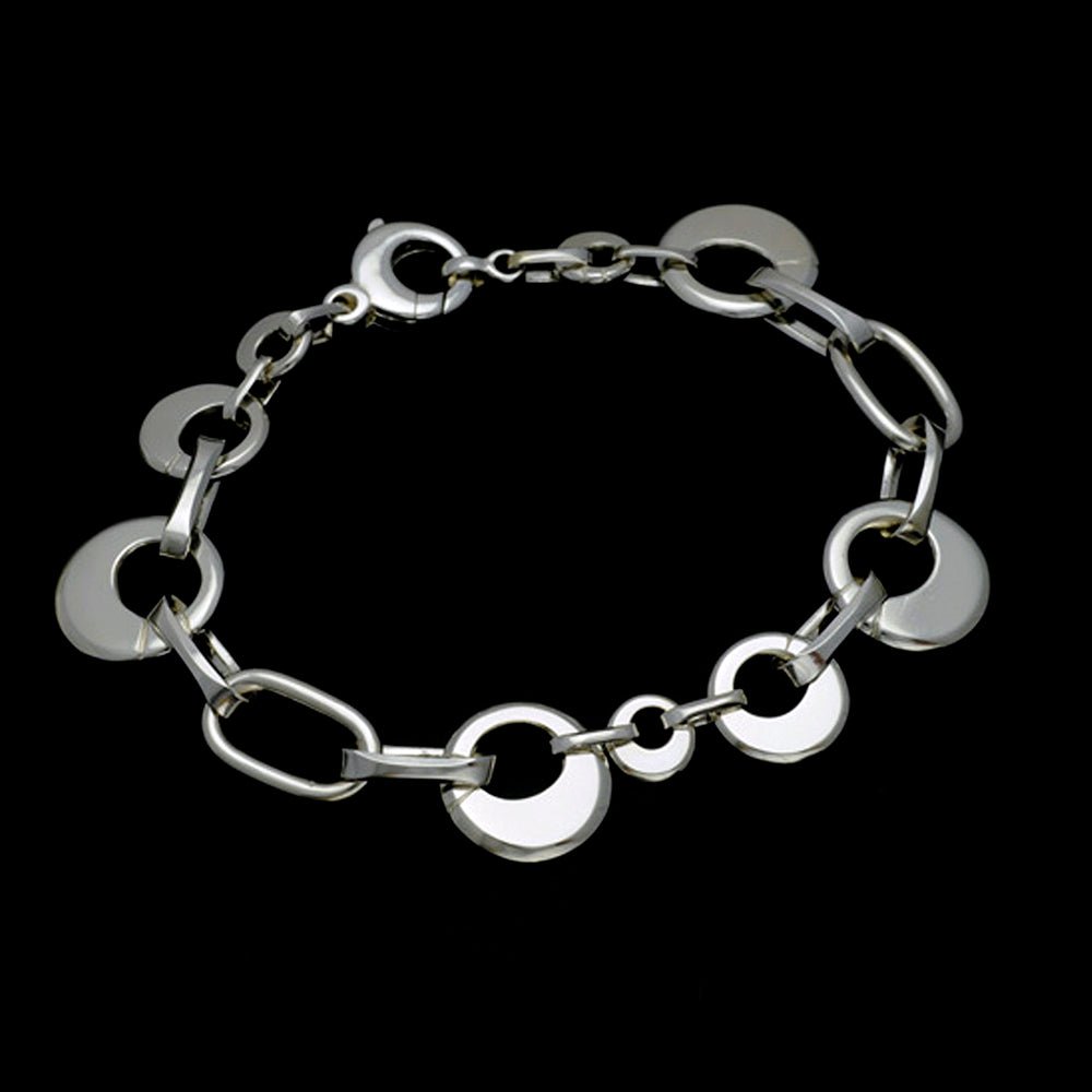Sterling Silver Disc Chain Bracelet | Contemporary Scandinavian Design | Annika Rutlin Solstice Collection OB67 - Annika Rutlin