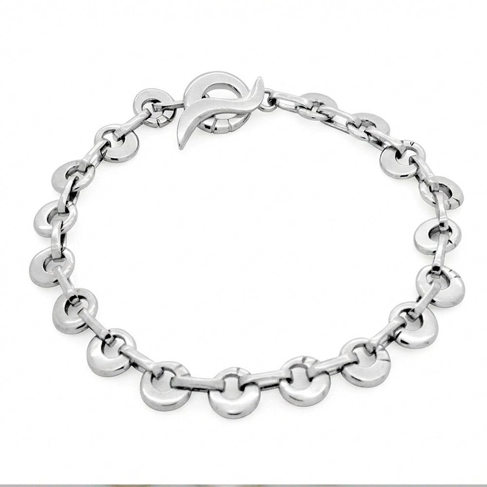 Sterling Silver 7mm Disc Chain Bracelet | Contemporary Scandinavian Design | Annika Rutlin Solstice Collection OB66 - Annika Rutlin