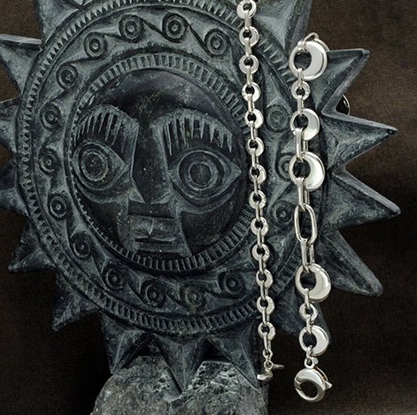 Sterling Silver 7mm Disc Chain Bracelet | Contemporary Scandinavian Design | Annika Rutlin Solstice Collection OB66 - Annika Rutlin