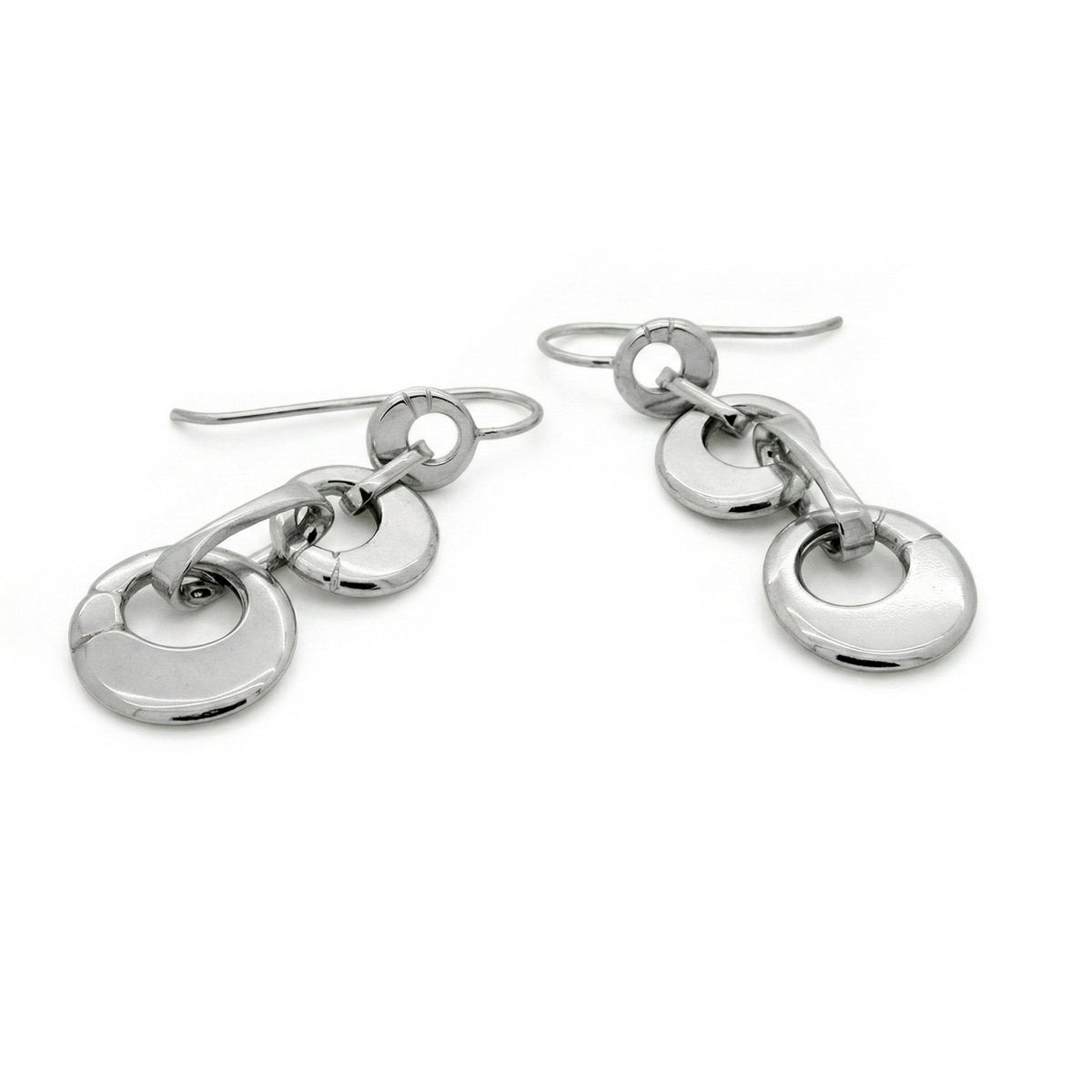 Solid Silver Graduated Disc Drop Earrings | Contemporary Scandinavian Design | Annika Rutlin Solstice Earring OE26 - Annika Rutlin