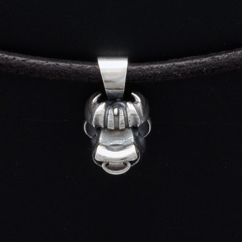 Annika Rutlinj Taurean bull silver pendant on leather thong jewellery