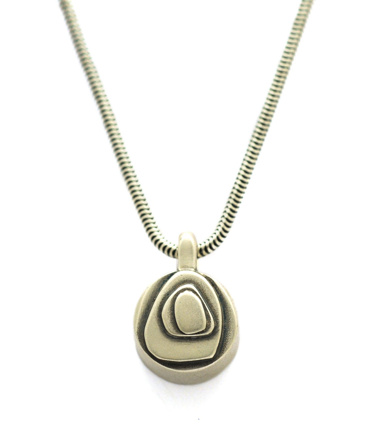 Geo brass compass silver pendant on snake chain GN47S - Annika Rutlin