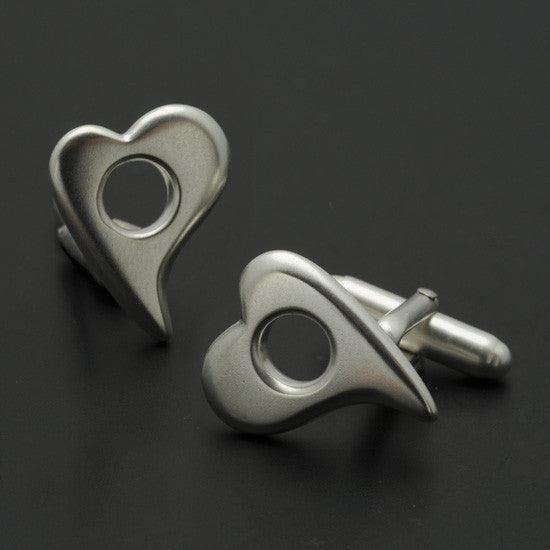 Amitie Solid Silver Heart Cufflinks ACH70 - Annika Rutlin