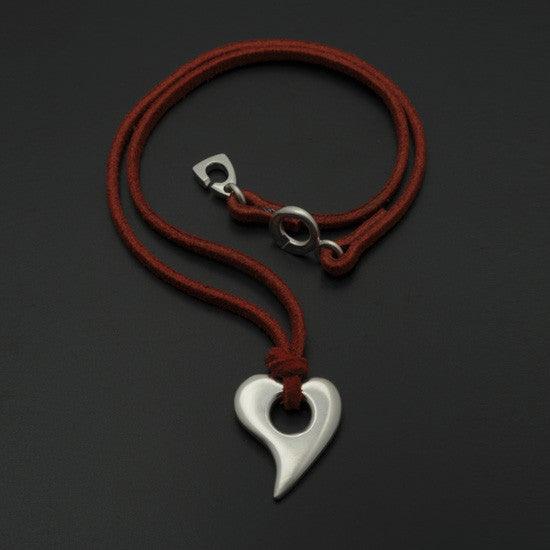 Amitie Silver Heart Necklace On Suede ANH56-u - Annika Rutlin