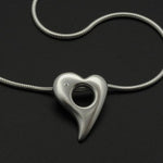 Amitie Silver Heart Diamond Pendant on Snake Chain ANH59D1 - Annika Rutlin