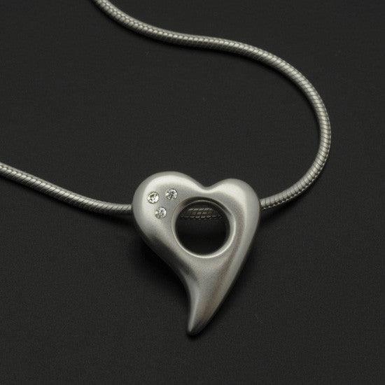 Amitie Silver Heart Diamond Pendant on Snake Chain ANH59D3 - Annika Rutlin