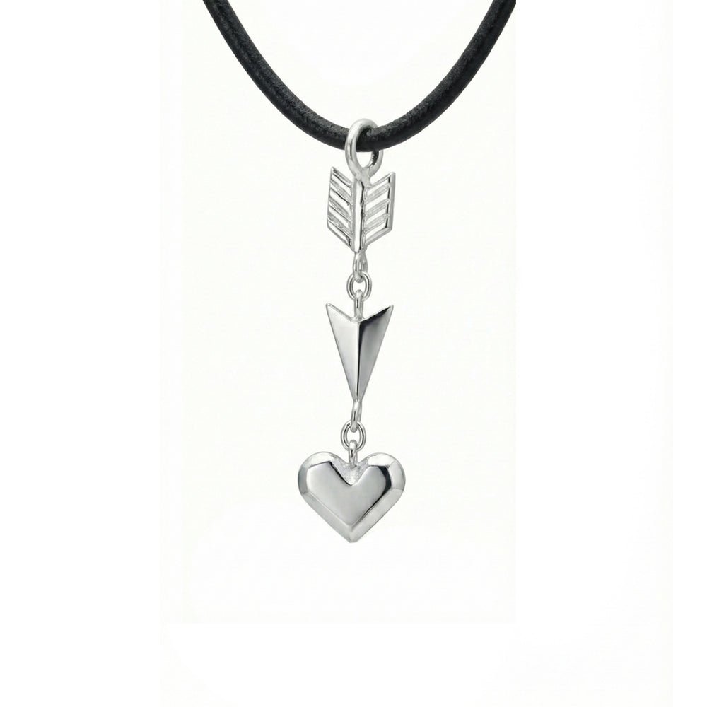 Arrow and Heart Articulated Pendant on Leather | Artemis | Solid Sterling Silver Necklace - Annika Rutlin