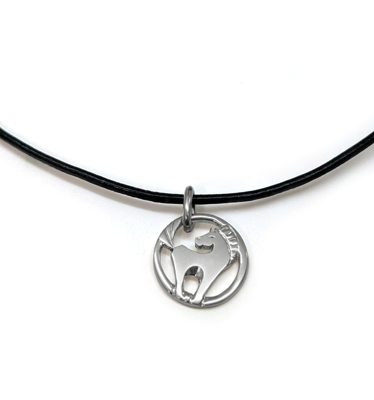 Year of the Horse silver pendant on leather cord YRH - NL1 - Annika Rutlin