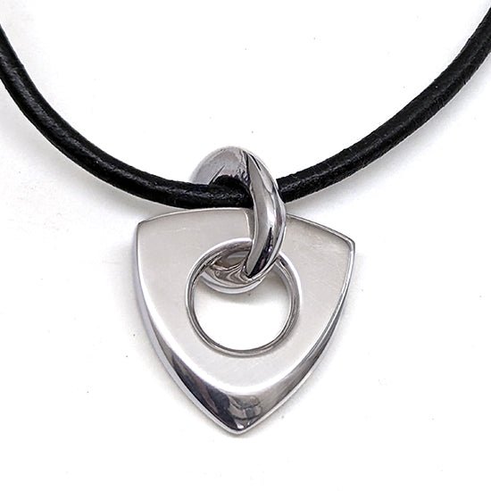 Solid silver heavy triangular pendant on leather  idun collection IN51PL-L - Annika Rutlin