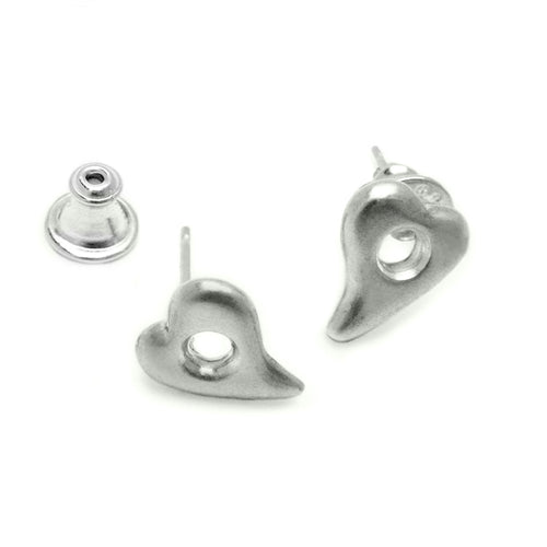 Annika Rutlin small matt heart stud earrings in sterling silver